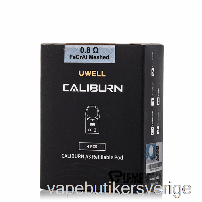 Vape Sverige Uwell Caliburn A3 Ersättningsskidor 0,8 Ohm A3 Fecral Meshed Pods